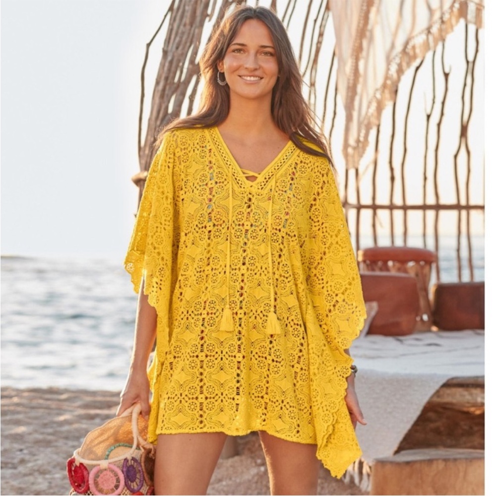 Sundance Yellow Crochet Swim Coverup